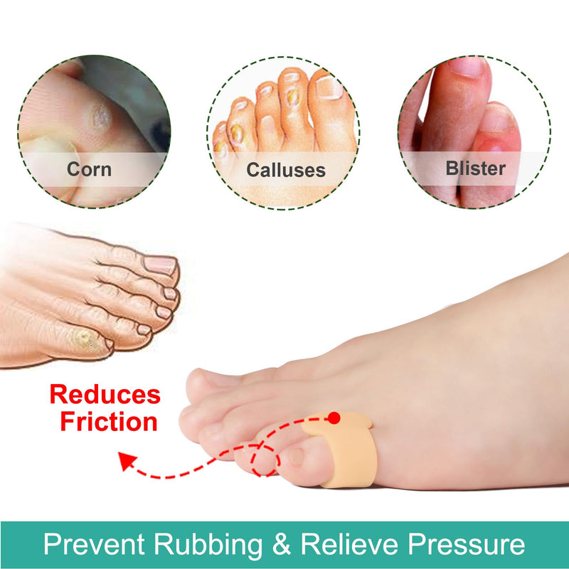 Welnove Gel Toe Separator - 8 Pack Pinky Toe Spacers - Little Toe Cushions, Small Sleeves for Preventing Rubbing & Reducing Pressure (Beige) Beige
