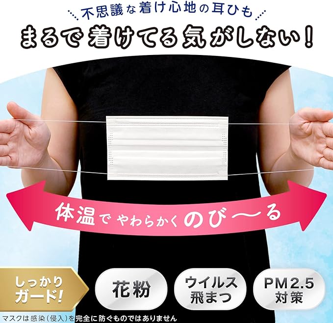 Rec Extra Thin Ear Strap Mask Fuwarun (normal size 30 pieces) 1 box White / Softens with body temperature and prevents ear pain / -  Australia