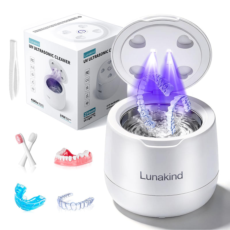 Ultrasonic Retainer Cleaner Machine, 42kHz Dental Cleaning Pod for Dentures, Braces, Mouth Guards, Night Guard, Toothbrush Heads, Jewelry, Aligner White - BeesActive Australia