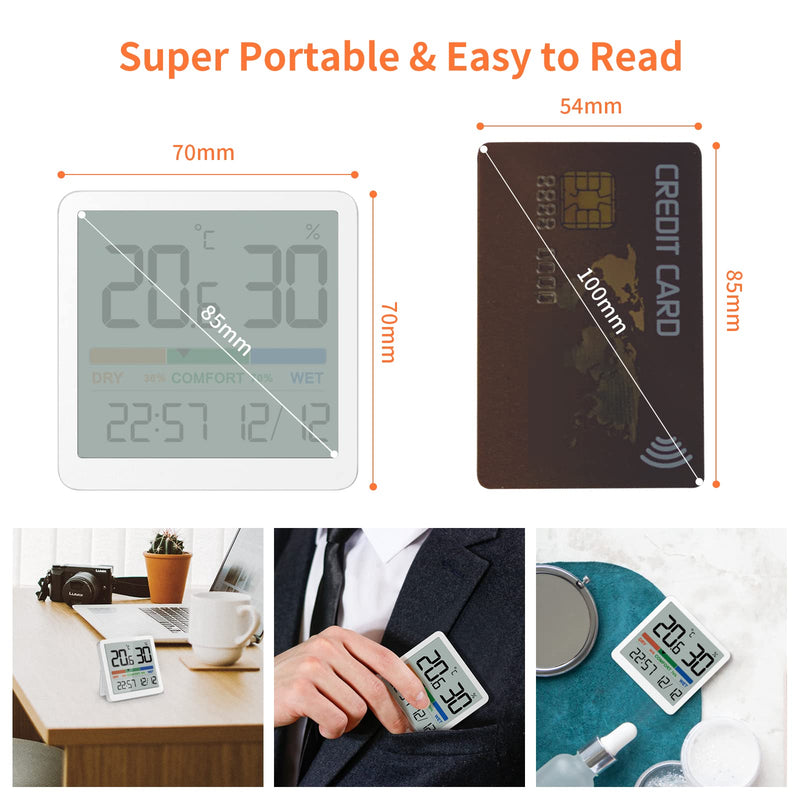 NOKLEAD Indoor Hygrometer Thermometer - Digital Temperature & Humidity Monitor with Calibration, Clear LCD Display & Clock, Accurate Room Gauge for Home, Baby Room, Office (2-Pack) 2