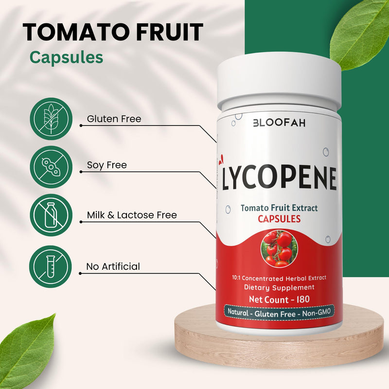 Lycopene Tomato Extract 500mg Capsules | Natural Lycopene Rich Herbal Supplement | Naturally-Occurring Carotenoid | 100% Pure, Non-GMO & Gluten Free Formula - 180 Count - BeesActive Australia