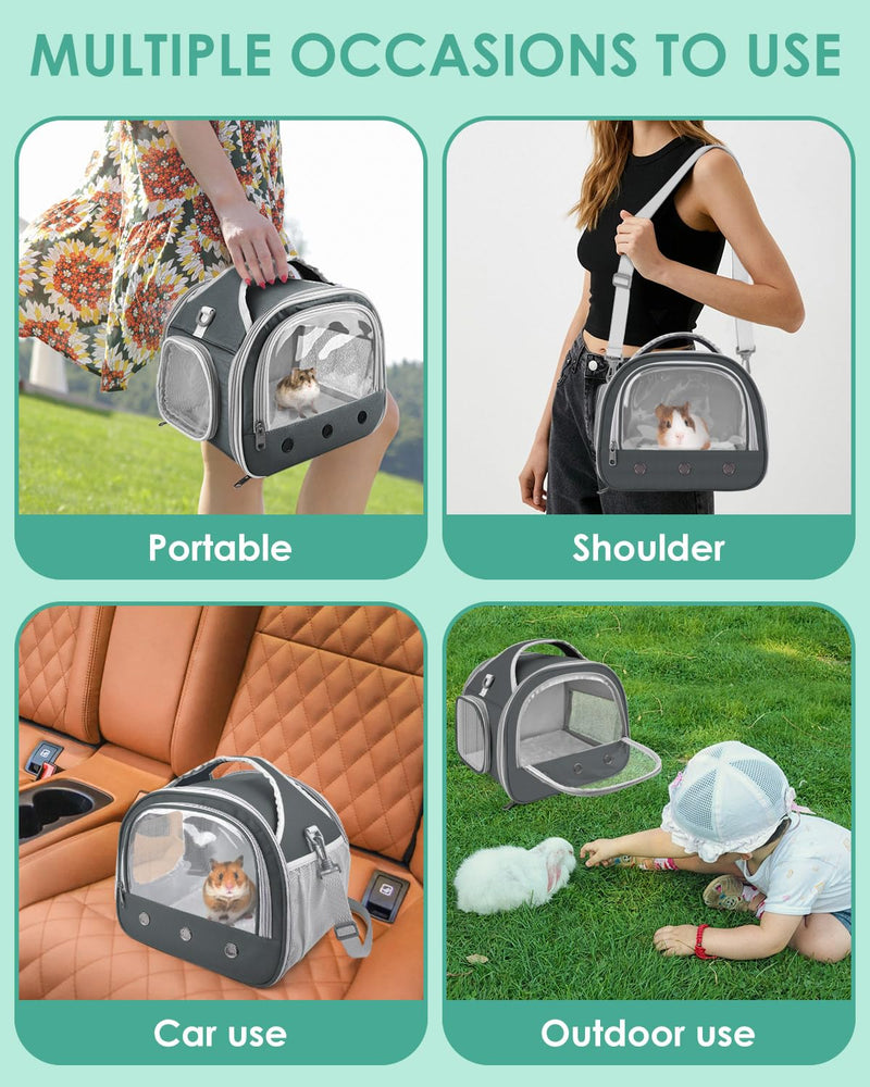 ERKOON Transport Box Rabbit Small Animal Pet Carrier Bag Guinea Pig Carrier Bag (Grey) - BeesActive Australia