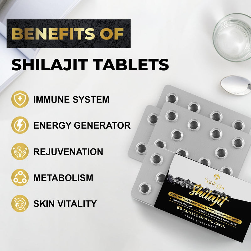 30,000 MG Shilajit Tablets, 100% Shilajit Pure Tablets 60 Counts - Shilajit Himalayan Organic Rich in Fulvic Acid & 85+ Trace Minerals, Shilajit Resin Supplement for Energy & Immune System 60 Count (Pack of 1) 60.0 - BeesActive Australia