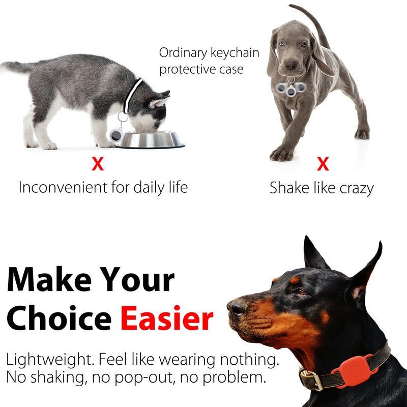 Silicone Dog Collar Holder for Tile Mate 2024 & 2022, 2 Pack Waterproof Protective Cover for Tile Tracker Pet Dog Cat (Black/Red) Black & Red - BeesActive Australia