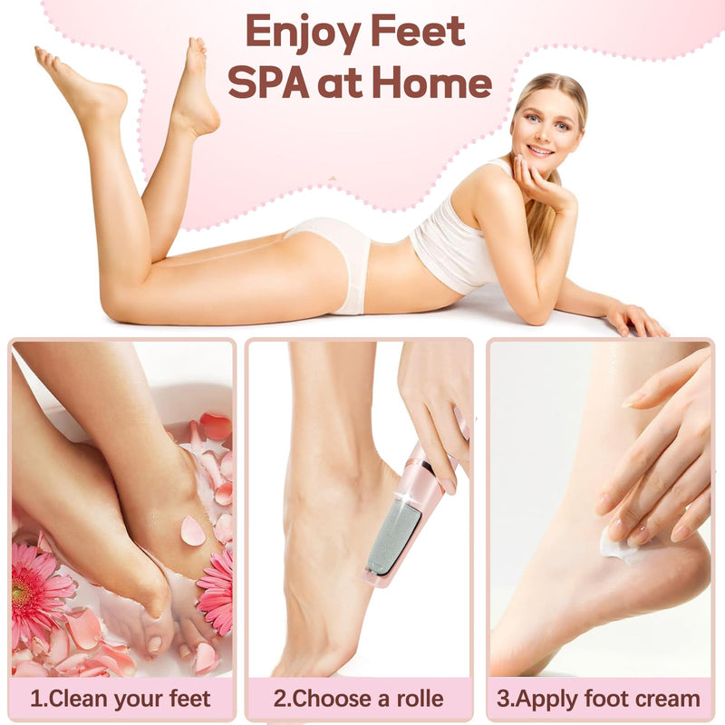 Callus Remover for Feet, ZABOUL Electric Foot Callus Remover Rechargeable Pedicure Tools Smooth Pedicure Wand Electronic Foot File, Feet Care for Removes Dry Hard & Dead Skin Ideal Gift Pink 1 - BeesActive Australia