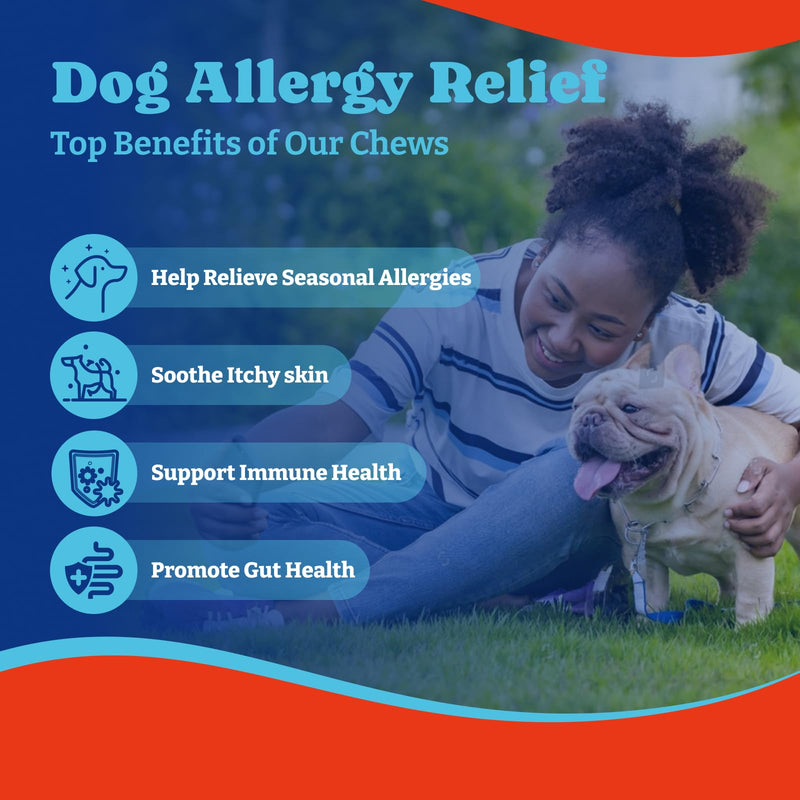 Dog Allergy Relief Chews – 180 Soft Chews, Turkey & Pumpkin Flavor - Immune Support & Itch Relief with Colostrum, Astragalus Root, 6-Strain Gut Health Blend 180 Count (Pack of 1)