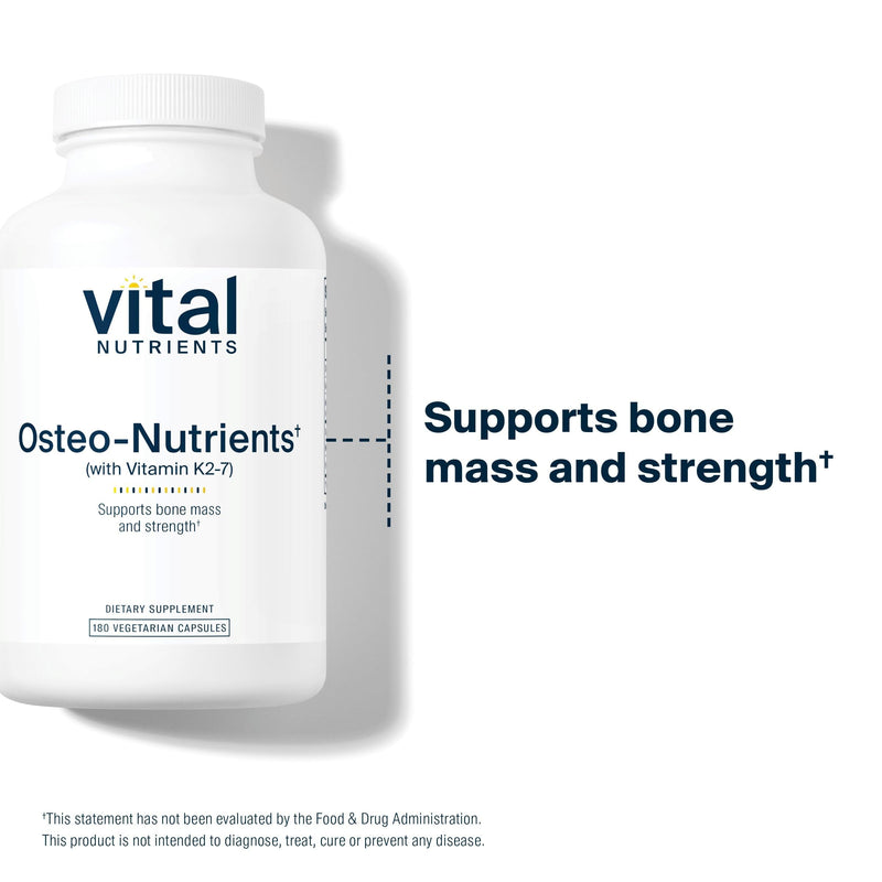 Vital Nutrients Osteo-Nutrients - Vitamin K2 + D3, Calcium, and Magnesium for Bone & Heart Support* - Vegetarian Supplement - Gluten, Dairy, Soy Free - 180 Capsules