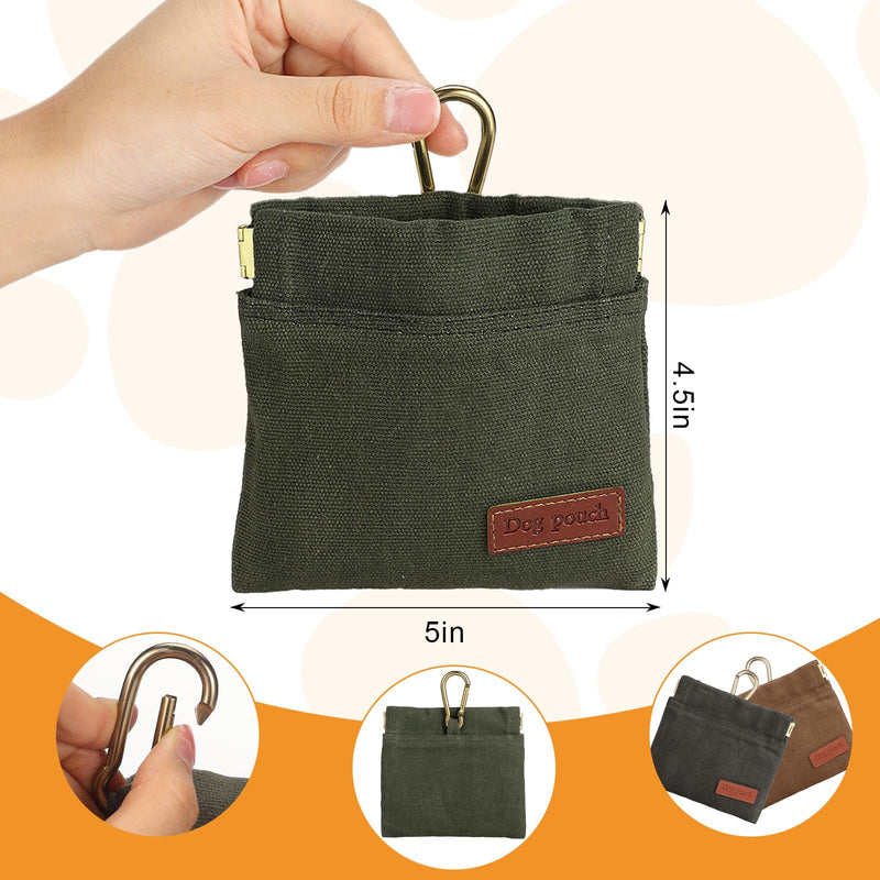 2PC Dog Treat Pouch,Dog Training Treat Reward Bag,Portable Puppy Hand Free Dog Walking Bag,Auto Closing Dog Food Dispenser,Behavior Aids for Puppy Travel or Outdoor(Green Khaki) Green+Khaki - BeesActive Australia
