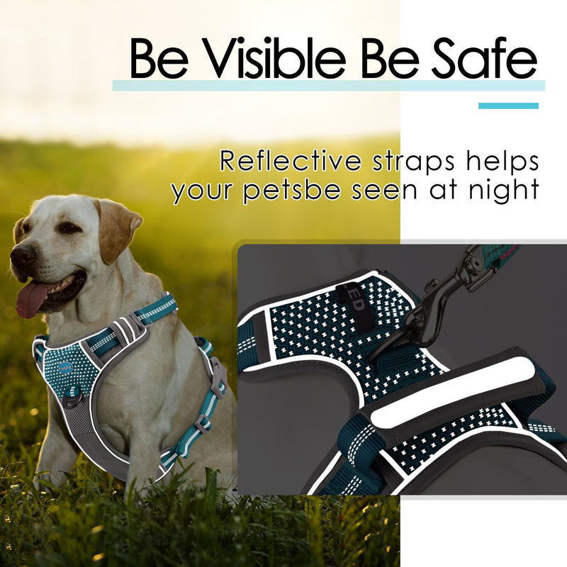 ThinkPet Anti-Pull Dog Harness, Dog Harness with Handle, Easy to Control Dog Harness, Adjustable without Choking, Dog Harness, Reflective, Breathable, Padded (XL, Bright Teal) XL (Pack of 1) - BeesActive Australia