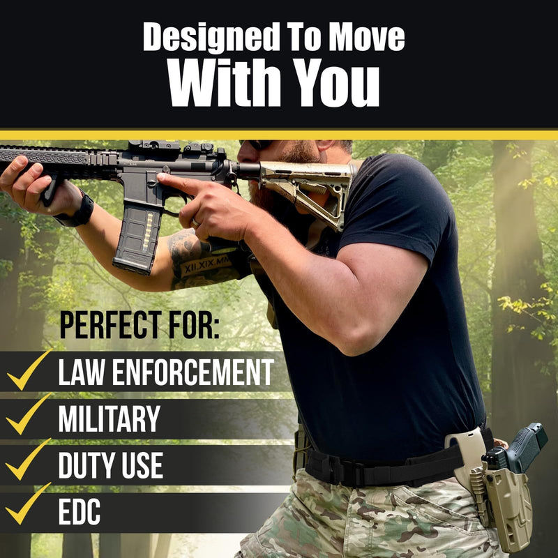 TACTICAL BATTLE BELT | Navy SEAL Designed, Tested & Guaranteed| Tactical & MOLLE Gear Black L (34.5-43")