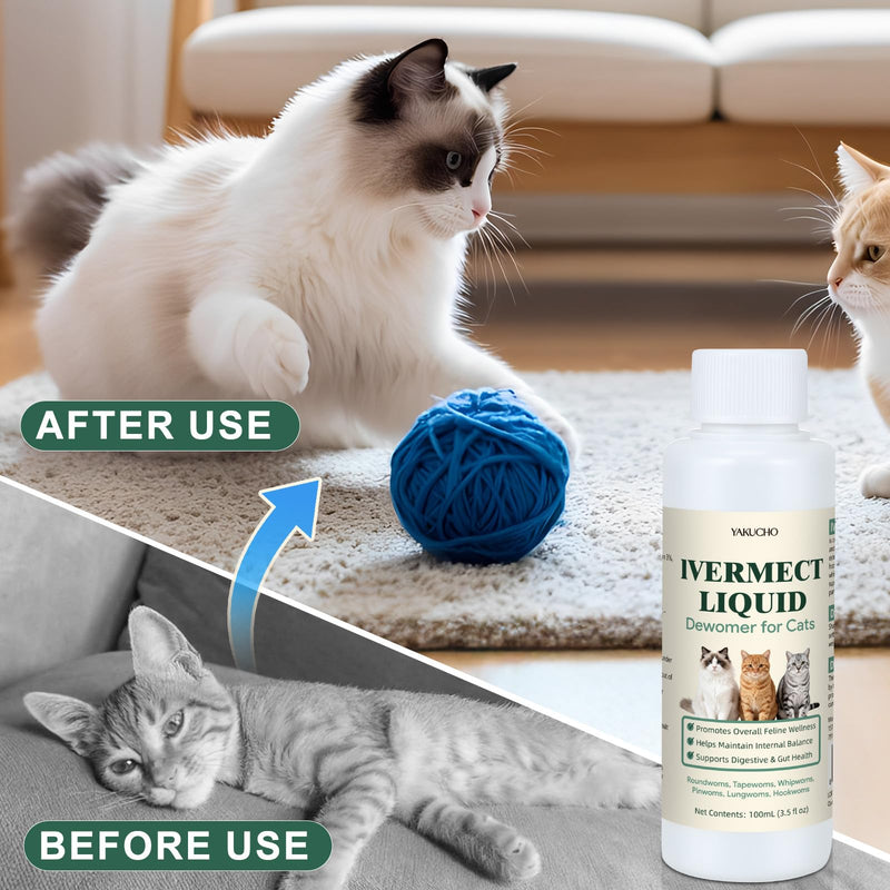lvermect Liquid Dewomax for Cats, Gentle Digestive Support for Gut Balance & Daily Comfort, Supports Internal Balance for Sensitive Cats, Suitable for Kittens and Adult Cats - 3.5 FL OZ