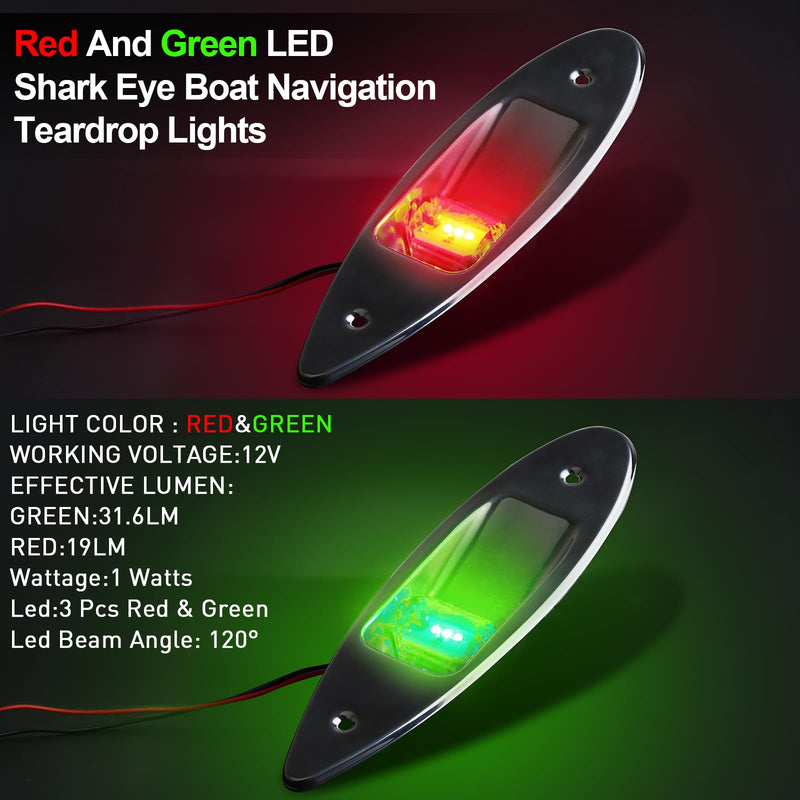 Boat Navigation Lights, 12V Stainless Steel Marine Navigation Lights, Waterproof Red & Green LED Marine Boat Yacht Sailing Signal Warning Light - BeesActive Australia