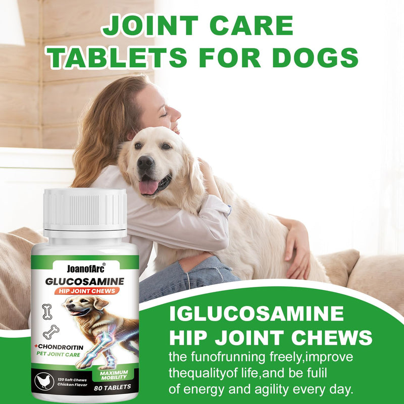 Hip and Joint Supplement for Dogs, 80 Dog Calming Chews with Glucosamine, Chondroitin,Advanced Hip and Joint Chews for Senior Dogs,Support Mobility,Health Chews for Dog,Small/Medium/Large Dog-Chicken