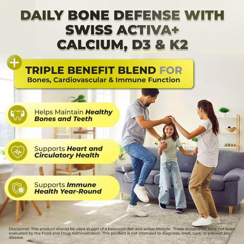 Swiss Activa+ Labs Vitamin D3 & K2 Supplement, Bone, Heart & Immune Support | D3 K2 Vitamins for Men & Women, Muscle Function, Immune & Heart Health, Vegan, Non-GMO, 60 Day Supply 60 Count (Pack of 1)
