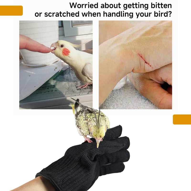 QBLEEV 1 Pair Bird Handling Anti-Bite Gloves, Small Animal Bite Proof Gloves for Training Black