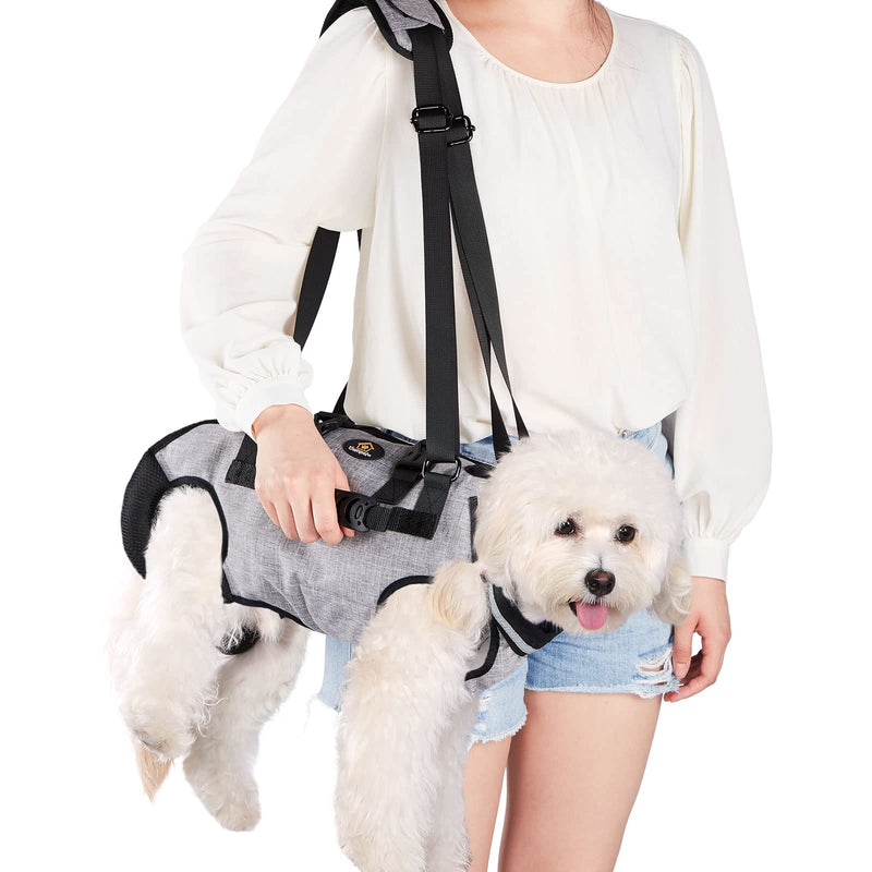 Ownpets Carrying Aid Harness, Lifting Harness for Small Dogs, Sling for Small Dogs, Full Body Harness, Dog Carrier Bag with Shoulder Strap, Soft, Waterproof, Adjustable, Grey, M - BeesActive Australia