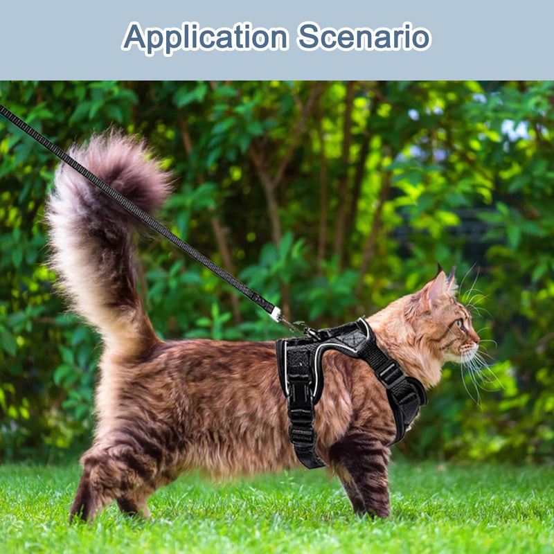 Cat harness with leash, cat harness with leash escape-proof, cat leash with harness, adjustable cat harness escape-proof, adjustable cat harness, for outdoor training walking, S - BeesActive Australia