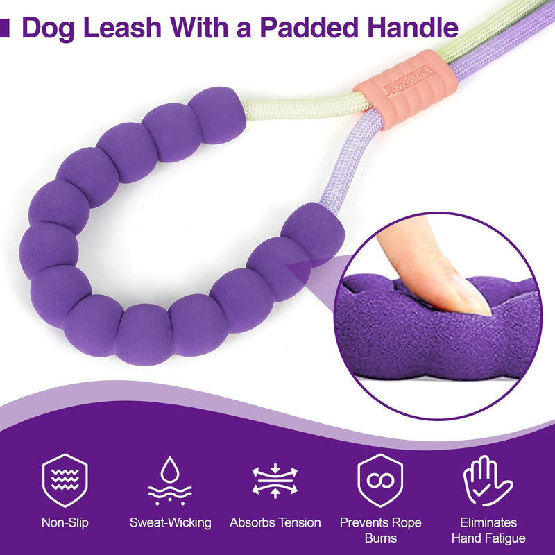 Hands Free Dog Leash Dual Handle, Wearable Leashes for Dog, Padded Waist Belts and Rotating Metal Clip,for Small Medium Large Dogs (18+ lbs) Walking Training Running (Purple Green, 6.5 FT) Purple green - BeesActive Australia