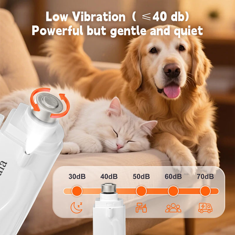 2-in-1 Dog Nail Clippers & Dog Nail Grinder with 2 LED Lights, Ultra-Quiet, USB Rechargeable,Security Upgrade,Multiple Grinding Methods, and Splash Guard for Small and Large Dogs & Cats