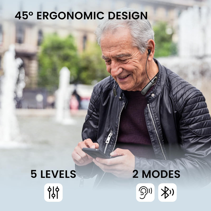 Edifier OTC Bluetooth Hearing Aids & Neckband Headphones for Adults, 2-in-1 Grey
