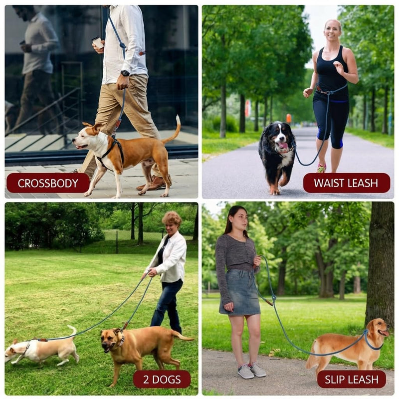 Tails & Tales Hands Free Dog Leash for Walking Running Training, Adjustable Lead Up to 9.8ft, Dogs Up to 125lbs, Crossbody, Dual Handle, Multifunctional, Double Attachment for 2 Dogs (Winery Red) Winery Red - BeesActive Australia