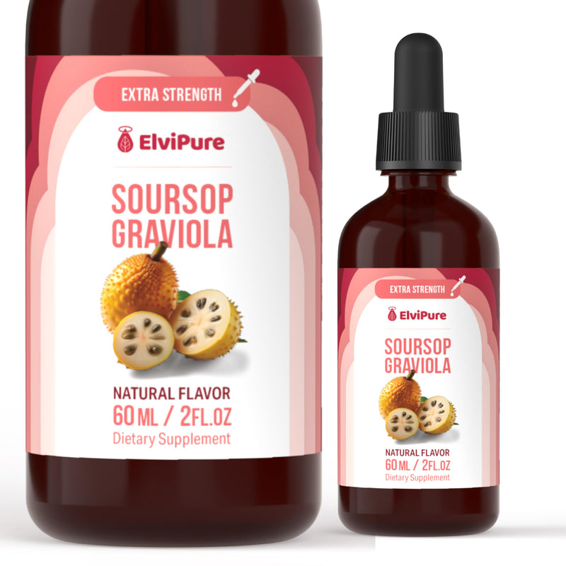 Soursop Bitters Liquid Drops – Immune Support & Gut Health with Soursop Organic Graviola Leaf Extract, Sea Moss, Vitamin C, D3, B6, Zinc, Turmeric & Black Pepper – 2 fl oz