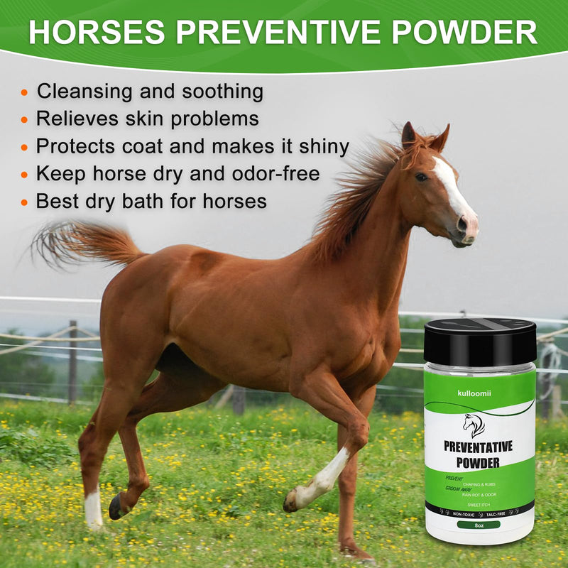Daily Preventative Powder for Horses - Coat & Skin Care for Horses, Soothes Sweet Itch and Eliminate Odors- 8oz Horse Dry Shampoo 8 oz - BeesActive Australia