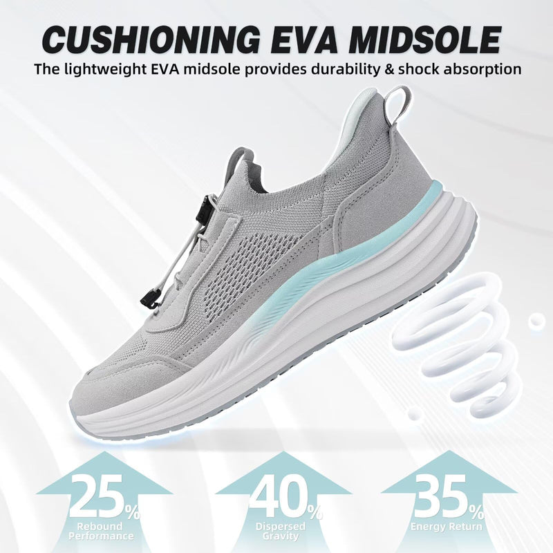 Women's Orthopedic Road Running Shoes: Comfortable Arch Supports Plantar Fasciitis Orthotic Athletic Sneakers, Casual Flat Feet High Arch Sports Walking Shoes for Foot Heel and Pain Relief 7.5 W2-grey Mint