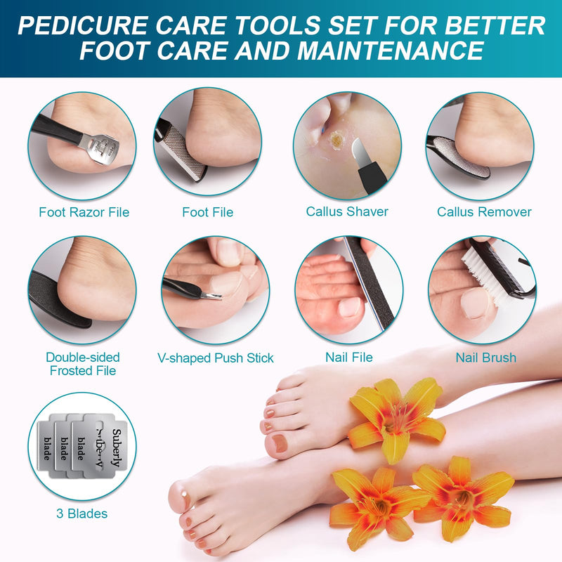 Electric Callus Remover for Feet Rechargeable Portable Electronic Foot File Pedicure Tools 16 In 1 Foot Callus Remover Kit Foot Scrubber Professional Foot Care To Remove Dead Skin Hard Skin Dry Cracks Black Electric Callus Remover +16 In1 - BeesActive Australia