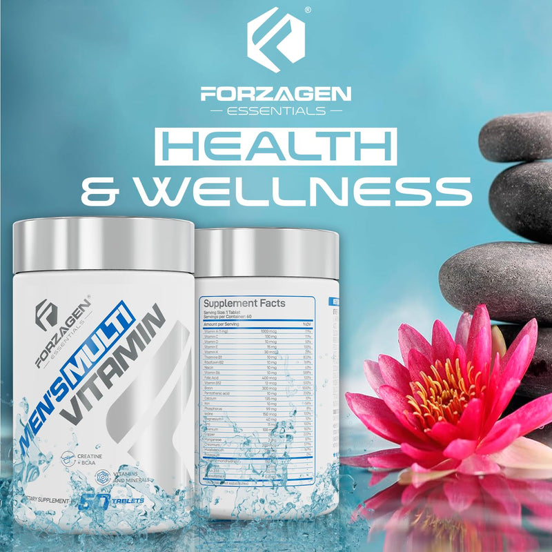 Forzagen Essentials Men's Multivitamin with Creatine and BCAA, Complete Vitamin and Mineral Complex, 60 Tablets