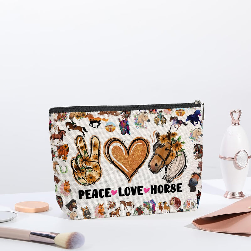 Horse Gifts for Girls Horse Makeup Bag Cowgirl Equestrian Travel Toiletry Makeup Organizer Zipper Pouch Horseshoe Horse Gifts for Girls - BeesActive Australia
