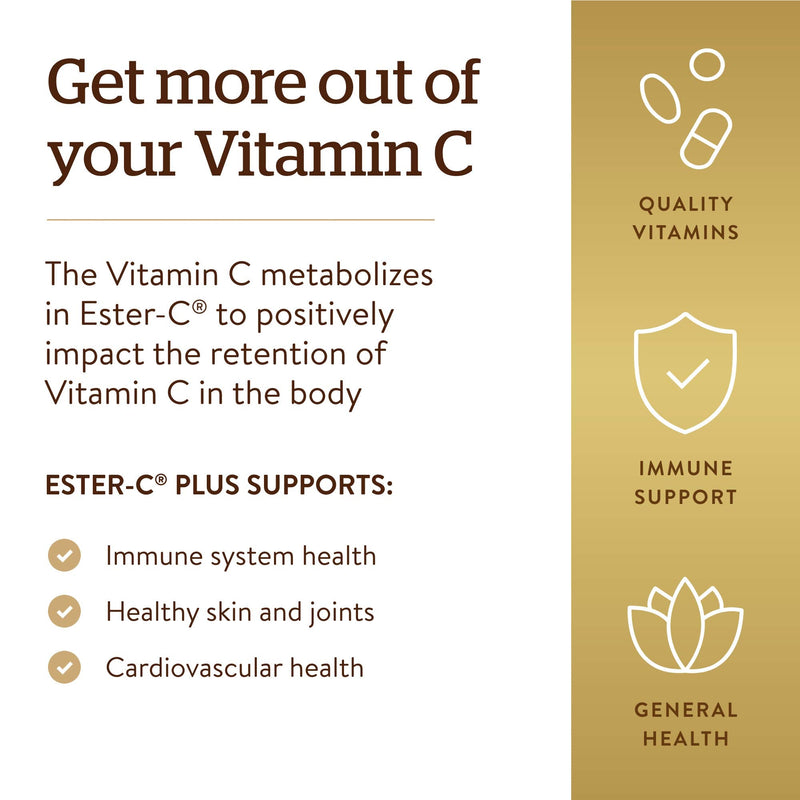Solgar Ester-C 1000mg Vitamin C Tablets - Gentle, Non-Acidic, Antioxidant Support - 180 Vegan Tablets 180 Count (Pack of 1) - BeesActive Australia