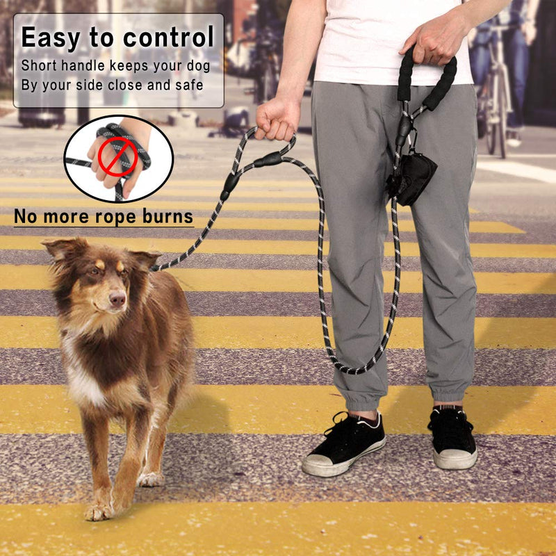 Plutus Pet Rope Dog Leash 6ft long,Traffic Padded Two Handle,Heavy Duty,Reflective Double Handles Lead for Control Safety Training,Leashes for Large Dogs or Medium Dogs,Dual Handles Leads(Black) Rope-Black - BeesActive Australia