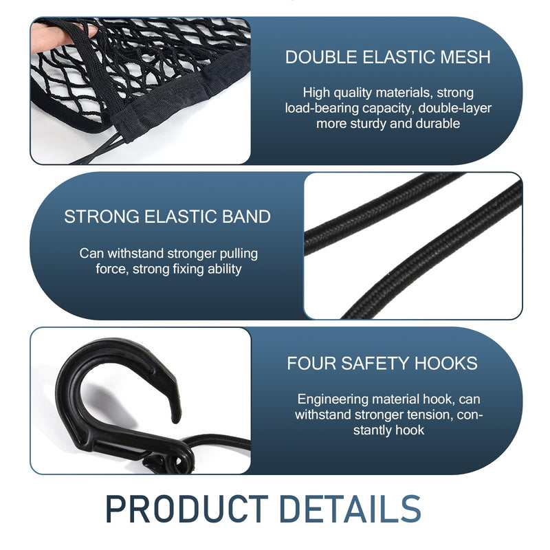 1 PC Car Front Seat Partition Stretchable Net, 11.4" x 10.2" Portable Storage Double Layer Coarse Net Clip-Installation Pet Anti-Fall Safety Barrier, Safety Travel Accessory (Black) - BeesActive Australia