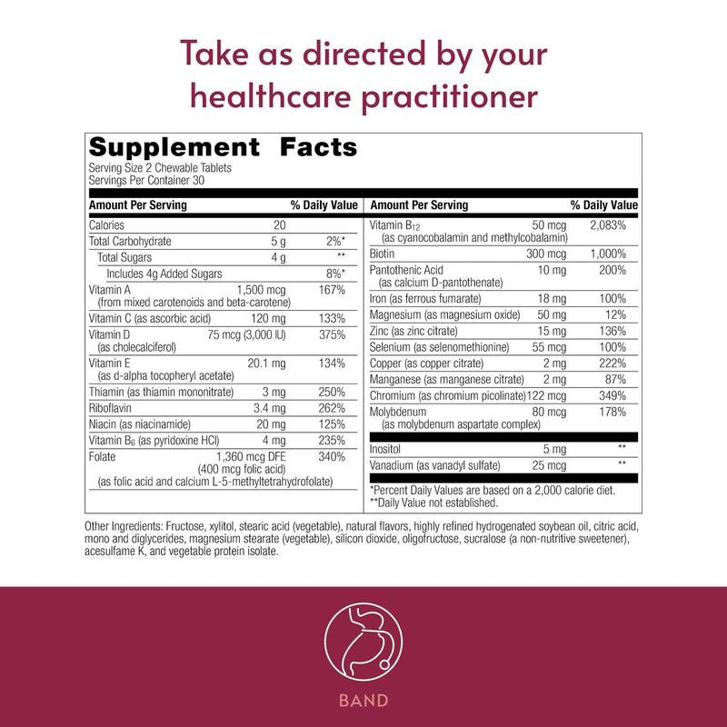 Bariatric Advantage Chewable RP Multivitamin, Mixed Fruit, 60 Count | Chewable Multivitamin for Bariatric Surgery Patients, with Iron, Copper, Vitamin C, A, Zinc and More, 100% DV of 18 Nutrients