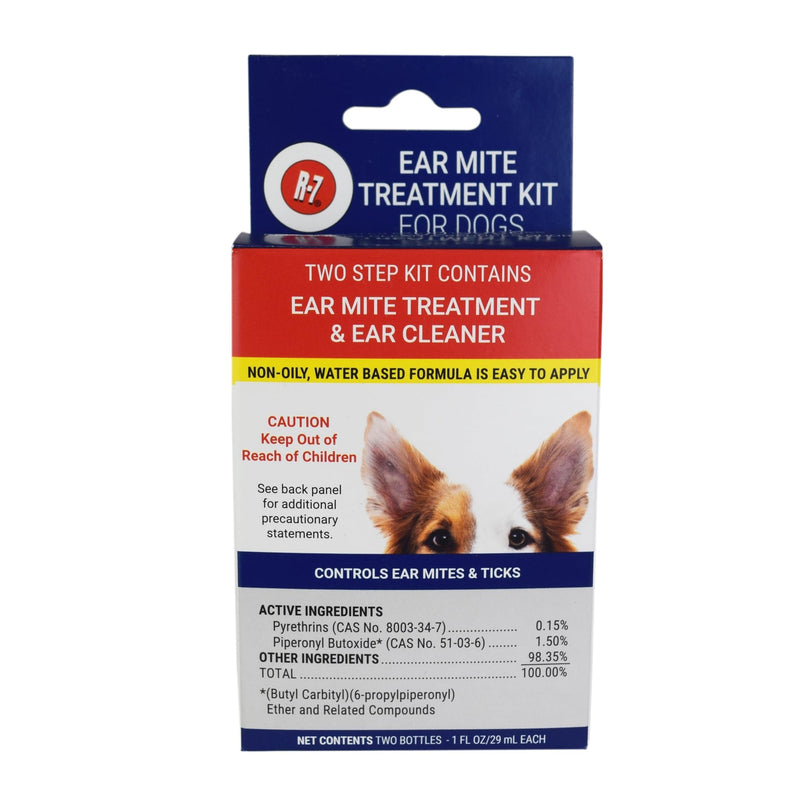 Miracle Care R7 Ear Mite Treatment and Ear Cleaner Kit for Dogs, 1 Ounce Bottles of Each, Controls Ticks and Mites