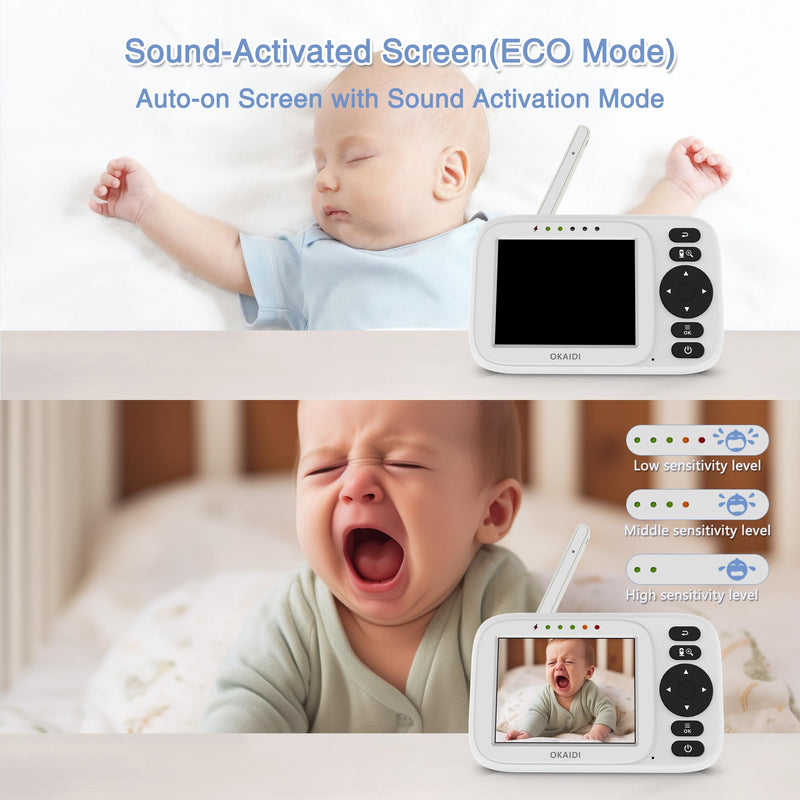 Video Baby Monitor, 3.2" Baby Monitor with Camera and Audio, 1000ft Transmission Range, Baby Monitor No WiFi, Infrared Night Vision, VOX Mode, Powerful Battery, Smart Alert - BeesActive Australia