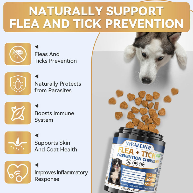Dog Flea and Tick Prevention Soft Chews + Cat & Dog Urinary Tract Infection Treatment with Cranberry, Dual-Action Natural Wellness