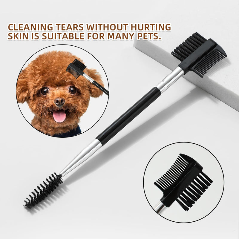 Pack of 2 tear stain removal comb, dog tear stain remover comb, double-sided dog eye comb brush, grooming pets, double-sided comb for mucus and removing crusts. (Black) - BeesActive Australia