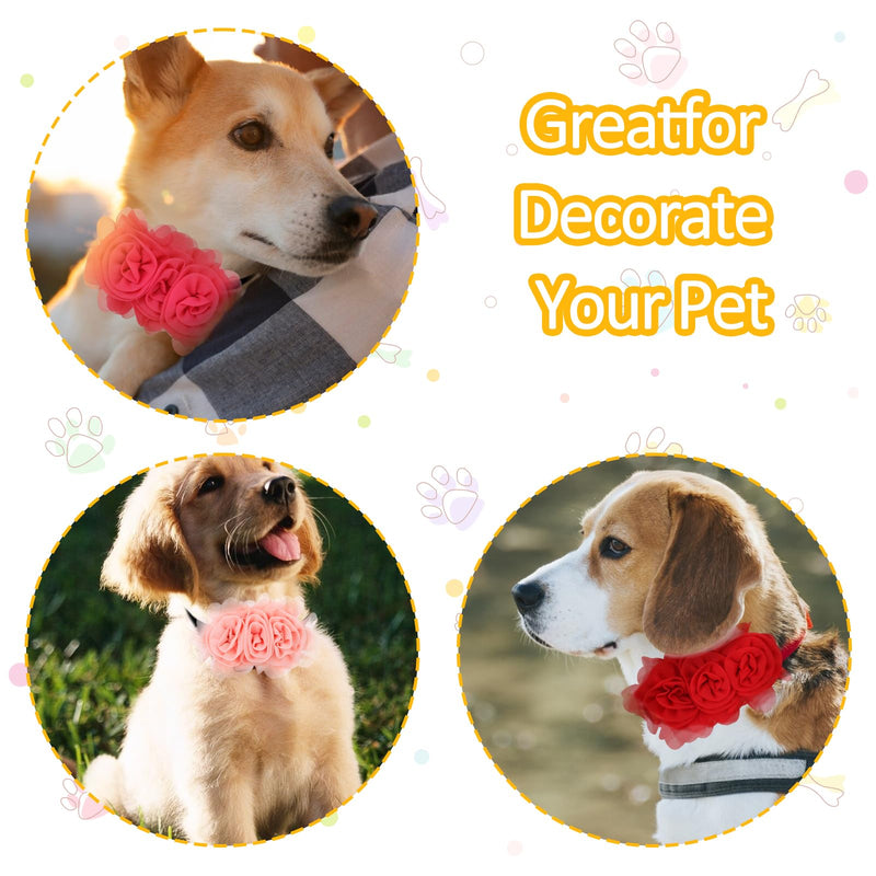 4 PCS Dog Collar Flowers, Dog Flower Bow Collar Pet Neck Bows Sliders for Puppy Small Medium Big Cat Alpaca Rabbit Pet Collar Attachment Grooming Accessories - BeesActive Australia