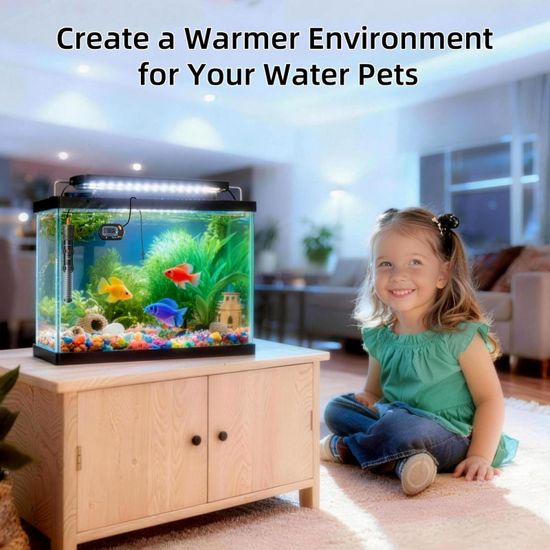 HiTauing Aquarium Heater 25W/50W/100W/200W/300W, Adjustable Knob Fish Tank Heater with Digital Thermometer, Submersible Betta/Turtle Tank Heater for Freshwater and Saltwater Tanks 50W for 5-10 gallon - BeesActive Australia