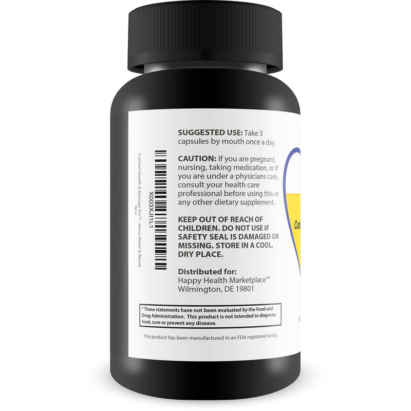 Cortisol Health & Manage Pro - Stress Hormone & Immune Support - Promote Healthy Cortisol Levels & Immune Function - Vitamin D3, Magnesium, Ginseng, Vitamin C, Zinc - Helps with Stress Relief & Mood