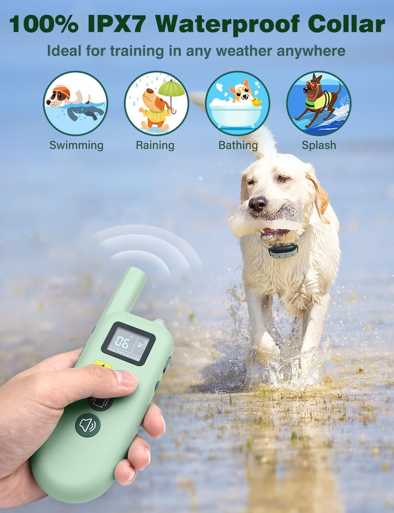 Dog Training Collar, 3300Ft Range Bark Collar with Beep Vibration & Static Mode, Safety Lock & FlashLight E Collar, IPX7 Waterproof Training Collar for 7-120lbs Small Medium Large Dogs (2 Pack) - BeesActive Australia