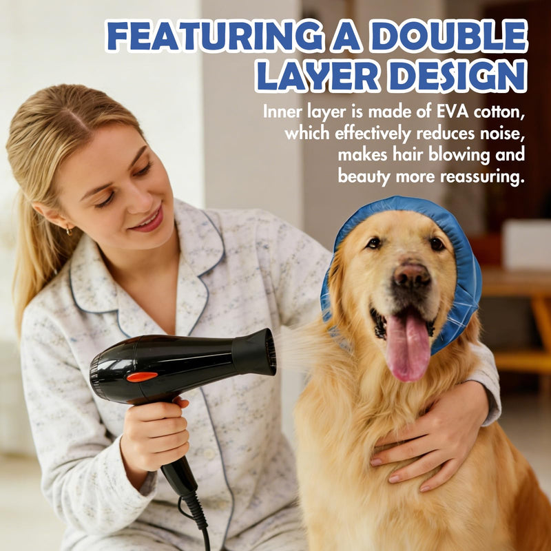 Dog Ear Covers for Bath Swimming, Waterproof Ear Wrap for Dogs, Pet Ear Muffs for Grooming Noise Protection, Elastic Calming Ear Caps (S) Blue Small