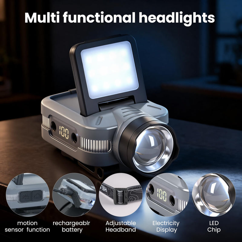 Foleto Hard Hat Clip Lights, 800lm Rechargeable Dimmable Clip on Cap Lights, 180° Adjustable Waterproof Bright Headlamp Flashlight Led Hat Light for Running, Fishing, Camping, Hunting, Working(T151)
