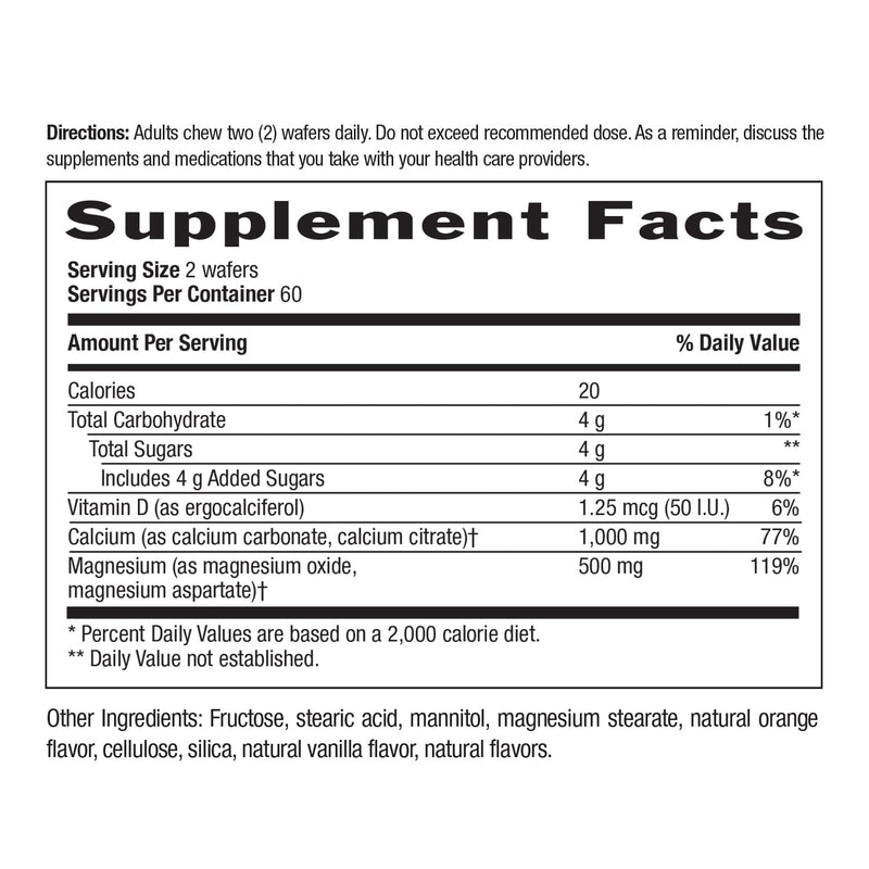 Country Life Cal-Snack Calcium Magnesium Wafers, Vanilla Orange, 120 Count | Chewable wafers provide 1,000 mg calcium, 500 mg magnesium and vitamin D per 2-wafer serving 120 Count (Pack of 1)