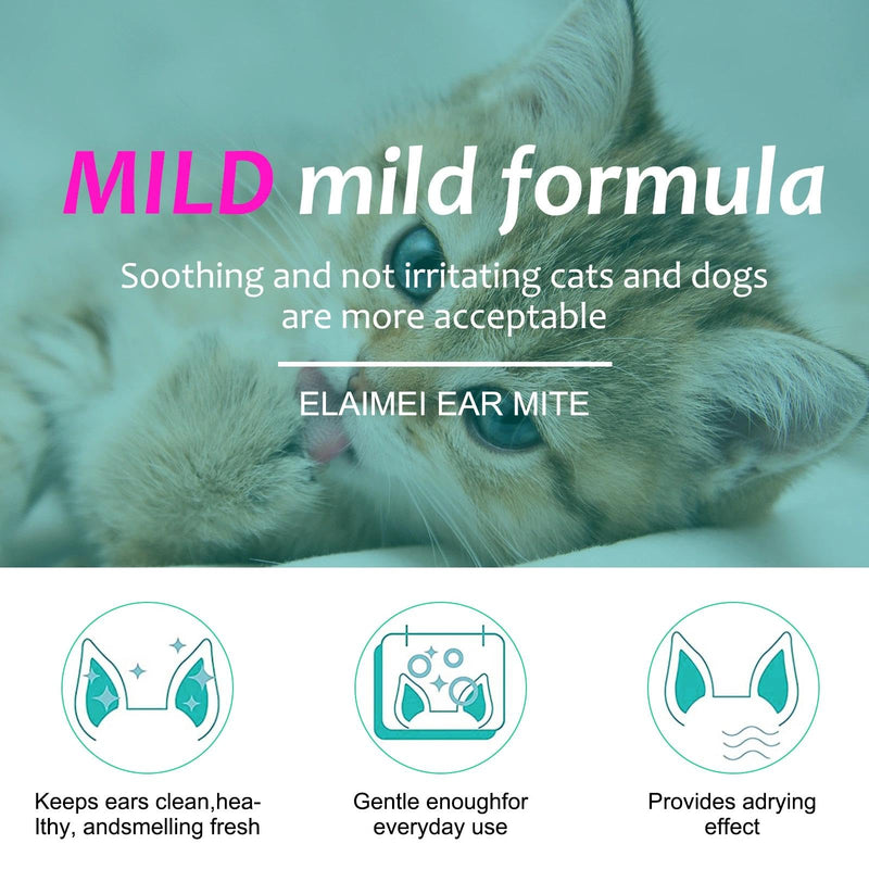 Ear Mite Treatment for Dogs and Cats | Ear Drops for Yeast Discomfort, Soothes Mite Irritation, Removes Wax & Dirt | Gentle Formula for Puppies and Adult Dogs