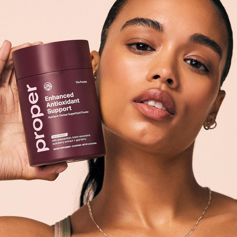 Proper The Purples Antioxidant Superfood Powder with Acai and Blueberry | Antioxidant Superfood Powder With Acai, Amla, Blueberry, Vitamin C, Probiotics, Prebiotic Fiber, And B Vitamins For Wellness