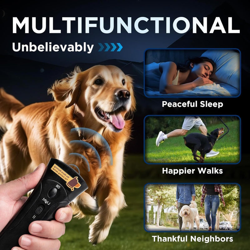 Dog Bark Deterrent Devices, Ultrasonic Anti Barking Device for Dogs, Barks No More Dog Training Device, Stop Dog Bark Control Deterrent Device Indoor Outdoor, Safe for Human & Dogs, Contains Battery Black