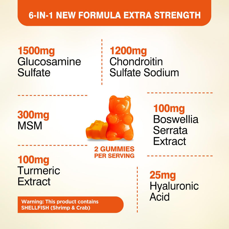 Glucosamine Chondroitin Gummies Sugar Free, Gummies Supplements for Adults Men & Women, 60 Count 1